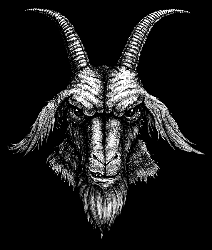 evil goat skull drawing